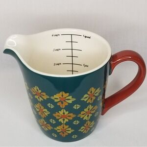Pioneer Woman 1 Qt Measuring Cup Pitcher 4 Cup Vintage Geo Dot Harvest Green